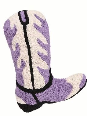 NWOT Purple & Cream Cowboy Boot Pillow,